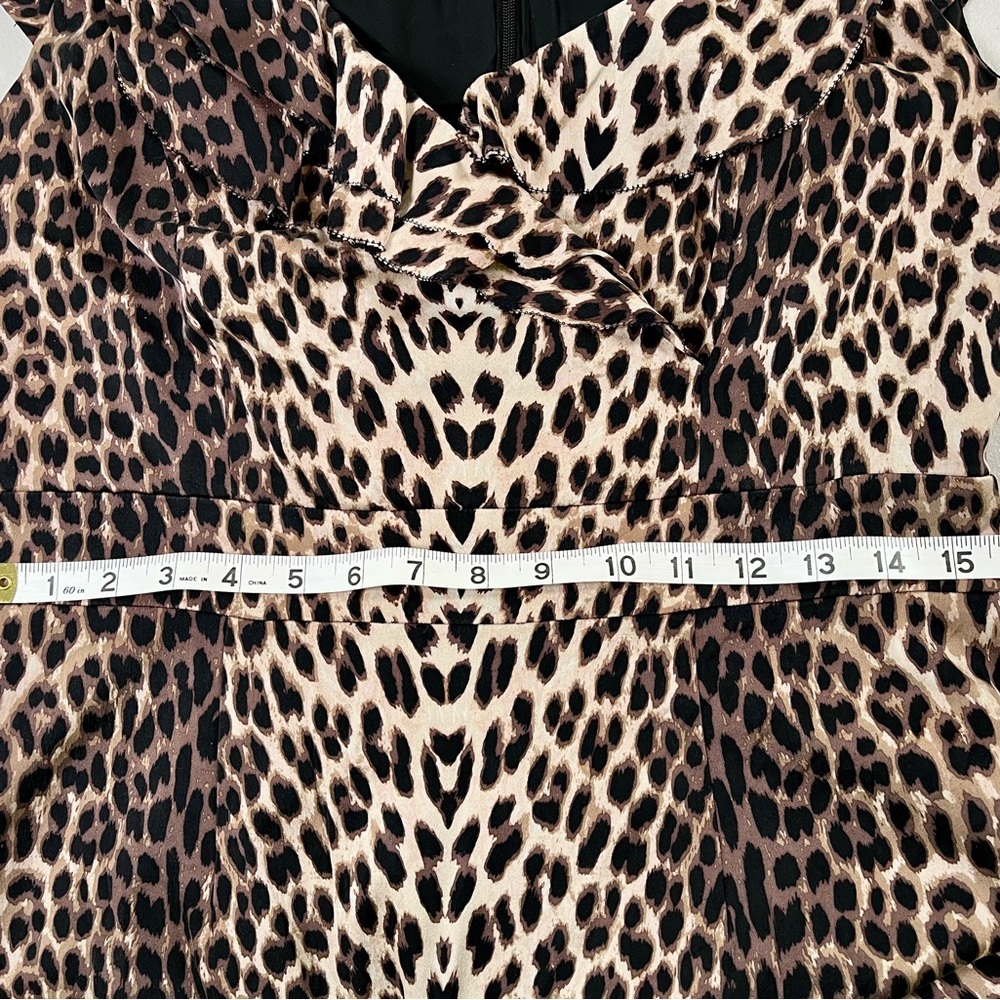 Kay Unger Black and Cream Animal Print Midi Dress - Picture 14 of 17